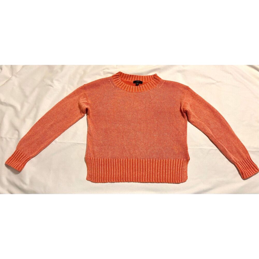 J. Crew Womens Relaxed Linen-Cotton Blend Beach Sweater Guava Orange Small